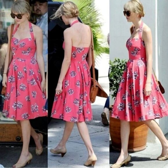 Anthropologie Girls From Savoy Halter Dress Size 6 Retro Floral Martagon Sketch - Picture 11 of 12